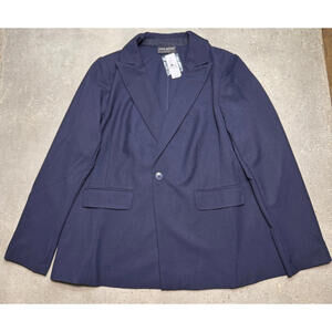 Lane Bryant Women Blazer Jacket Size 16 XL XXL Navy Blue Career Office stretch